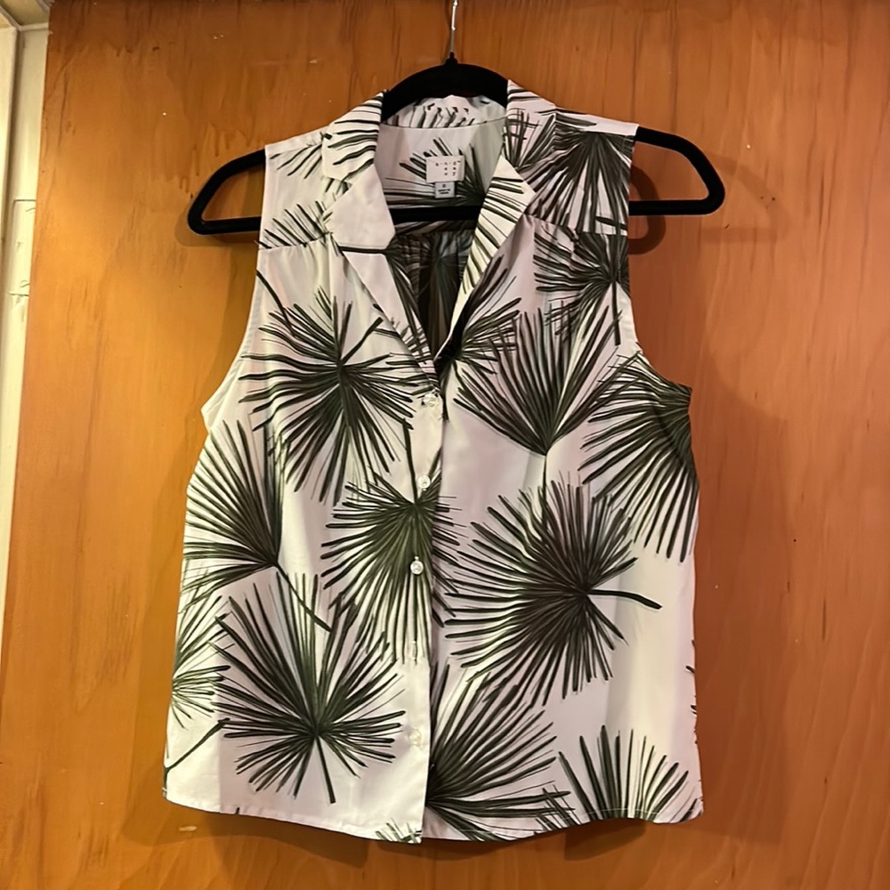 Palm Frond button up blouse